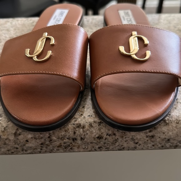 Womens Jimmy Choo Slippers in Size 38 and color dark Tan. Only worn 2 times - Picture 4 of 7